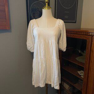 White Puff Sleeve Babydoll Dress